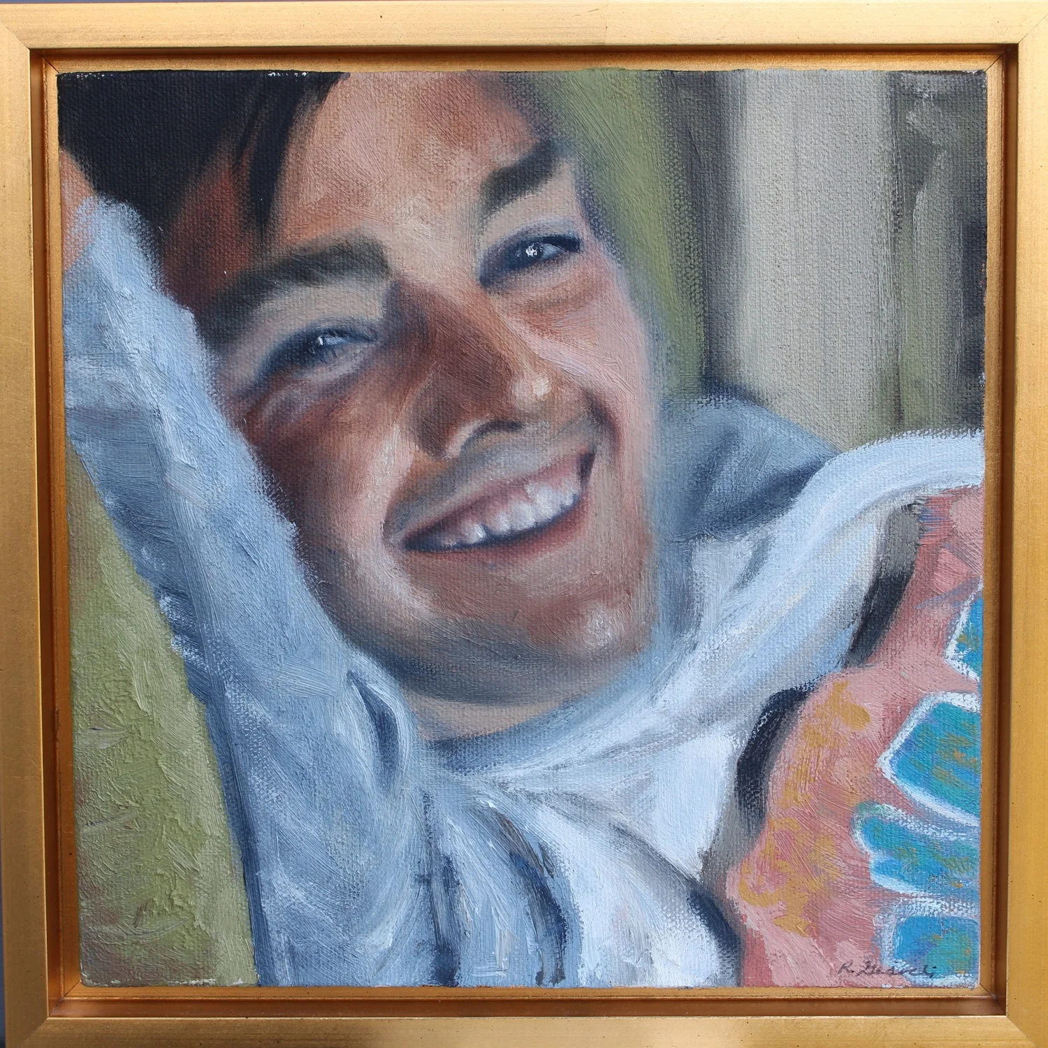 Greetings, 2016; oil on canvas, 10" x 10" - private collection