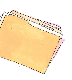 Illustration of a stack of file folders with visible papers inside.