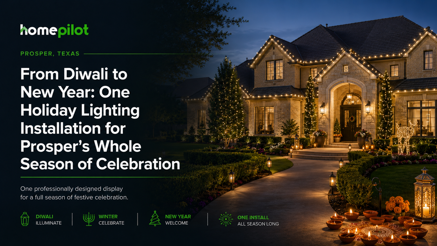 From Diwali to New Year: One Holiday Lighting Installation for Prosper's Whole Season of Celebration