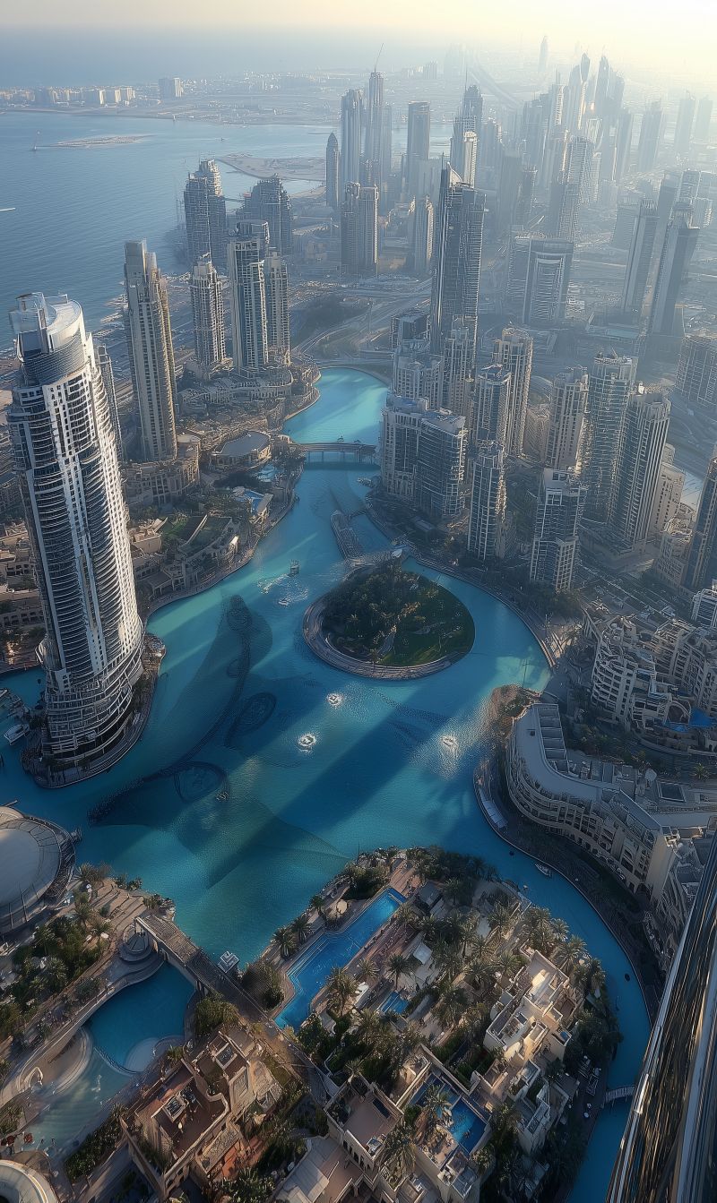 Top down view of city landscape