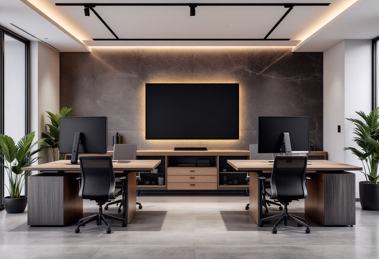 [background image] image of open workspace with advanced tech equipment (for an ai education tech company)