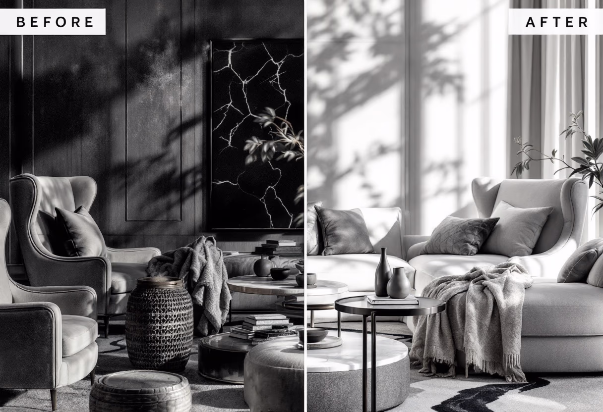 image of various before and after service photographs (for a cleaning service)