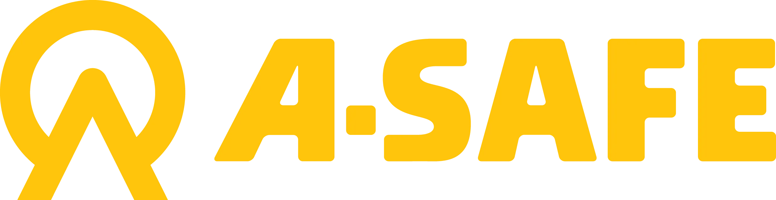 Logo A-SAFE se žlutým symbolem a nápisem.