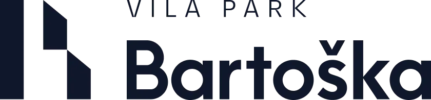 Logo Vila Park Bartoška s modrým abstraktním symbolem a nápisem.