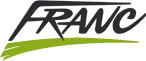 Logo společnosti Franc s černým a zeleným textem.
