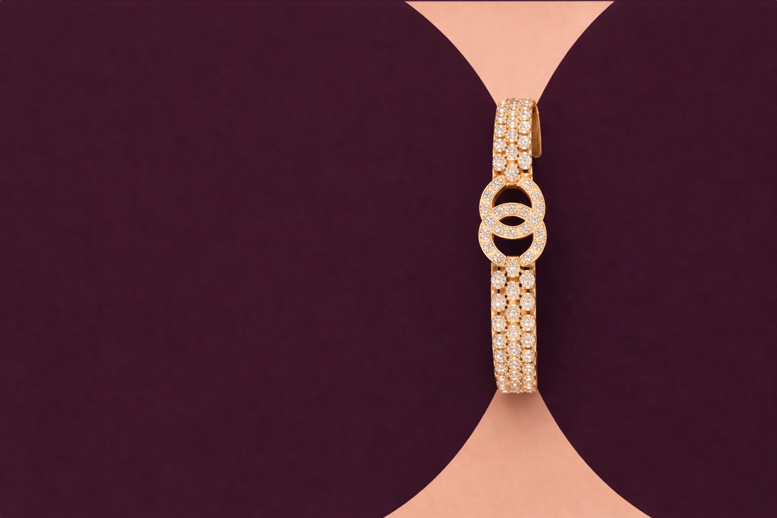 Luxury jewelry brand logo on burgundy background