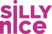'Silly Nice' text logo in magenta color with a playful font.