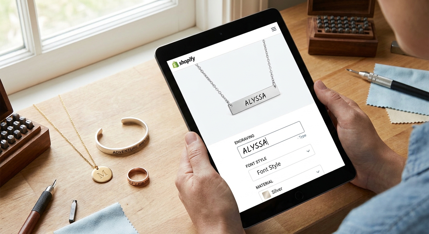 Shopify product customizer for engraved jewelry stores