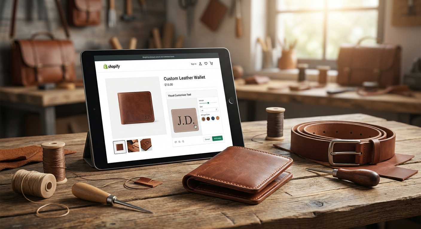 Shopify customizer for personalized leather goods