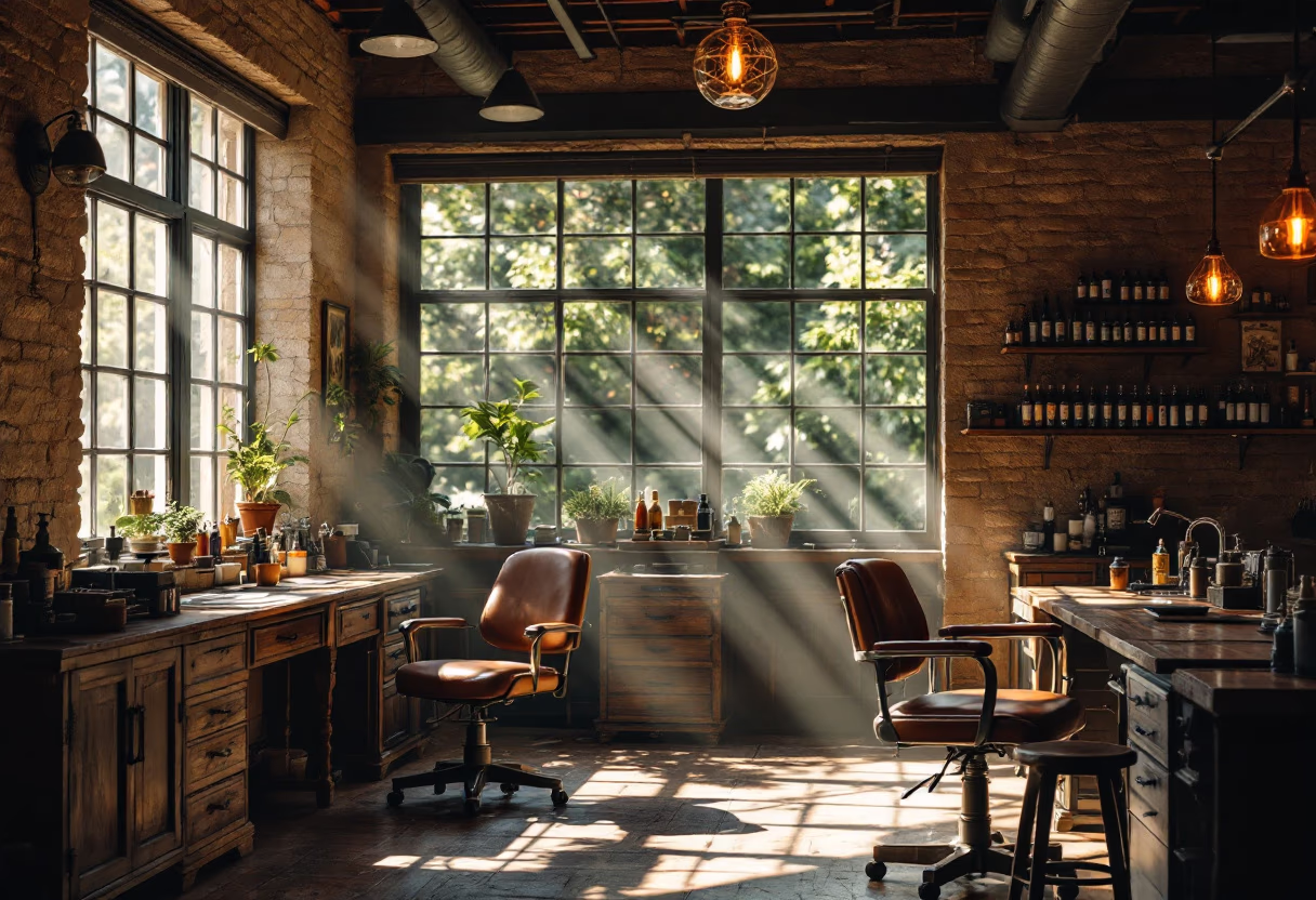 [background image] image of a creative workspace (for a tattoo studio)