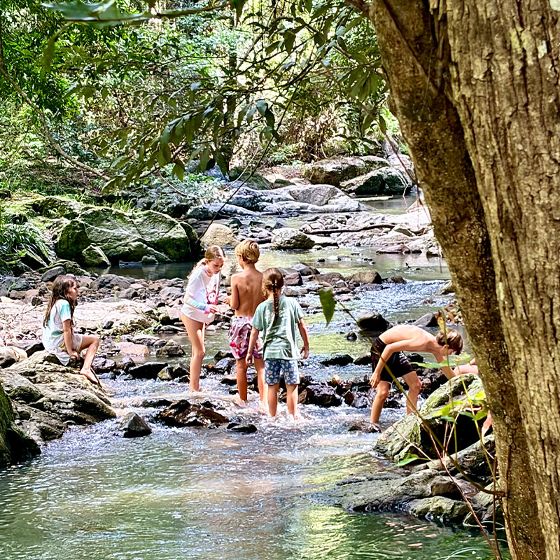 River School Children at the creek