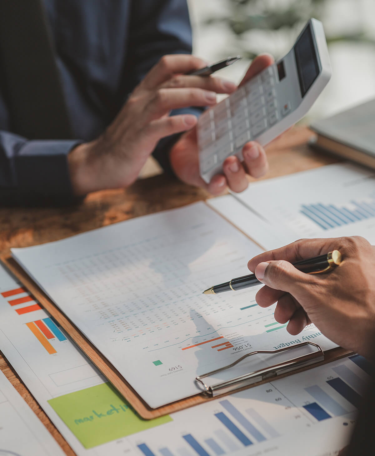 Business admin looking at cashflow and business finance