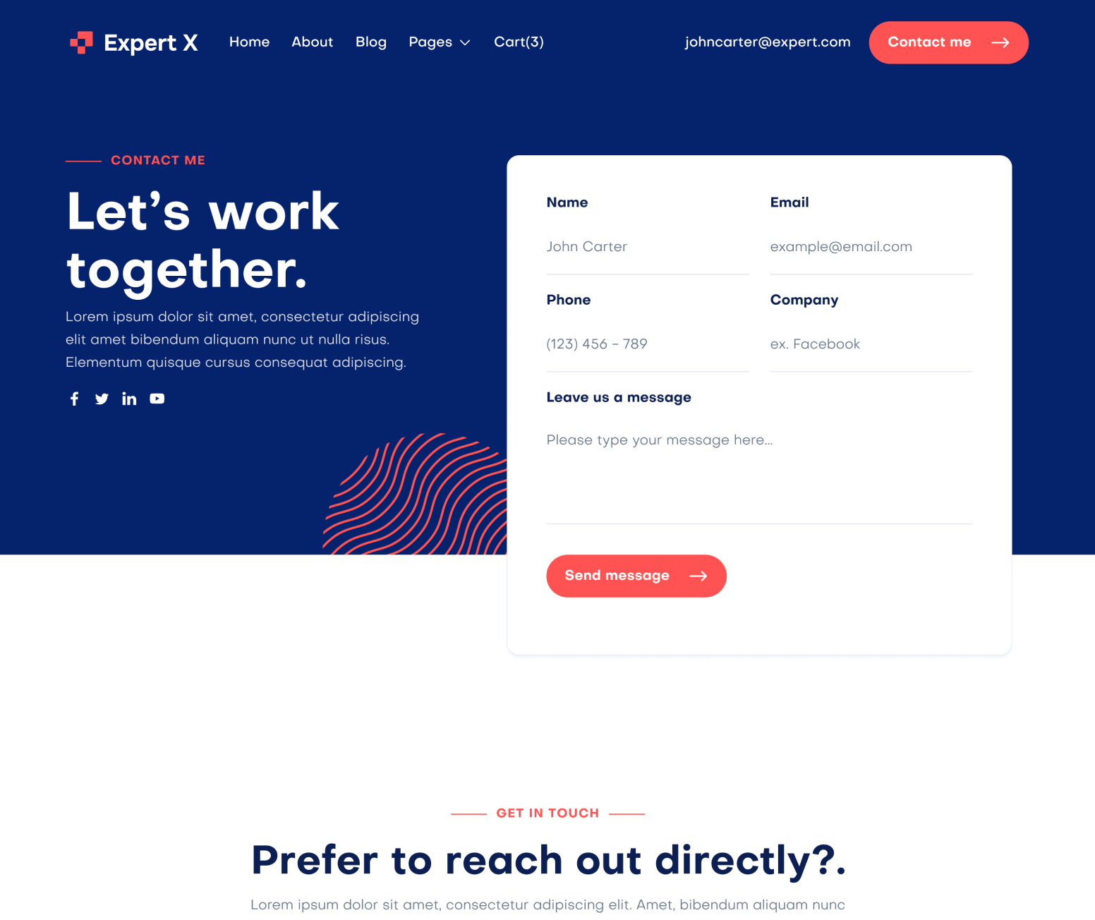Expert X - Contact V1 Page - Business Coach Webflow Template