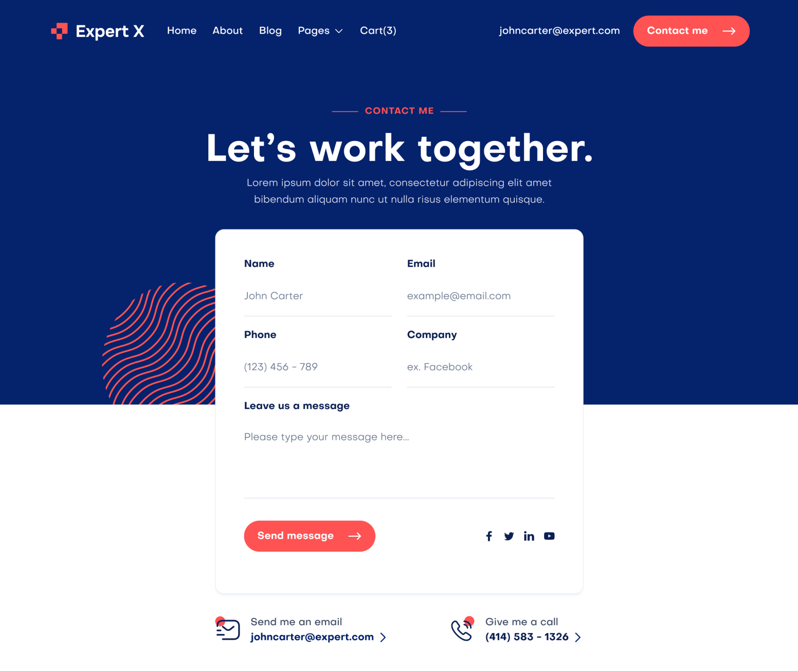 Expert X - Contact V3 Page - Business Coach Webflow Template