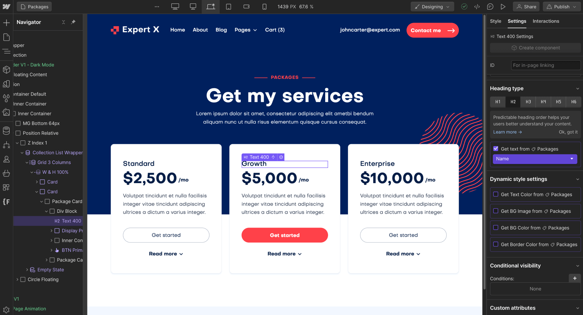 Ecommerce Content - Expert X Webflow Template