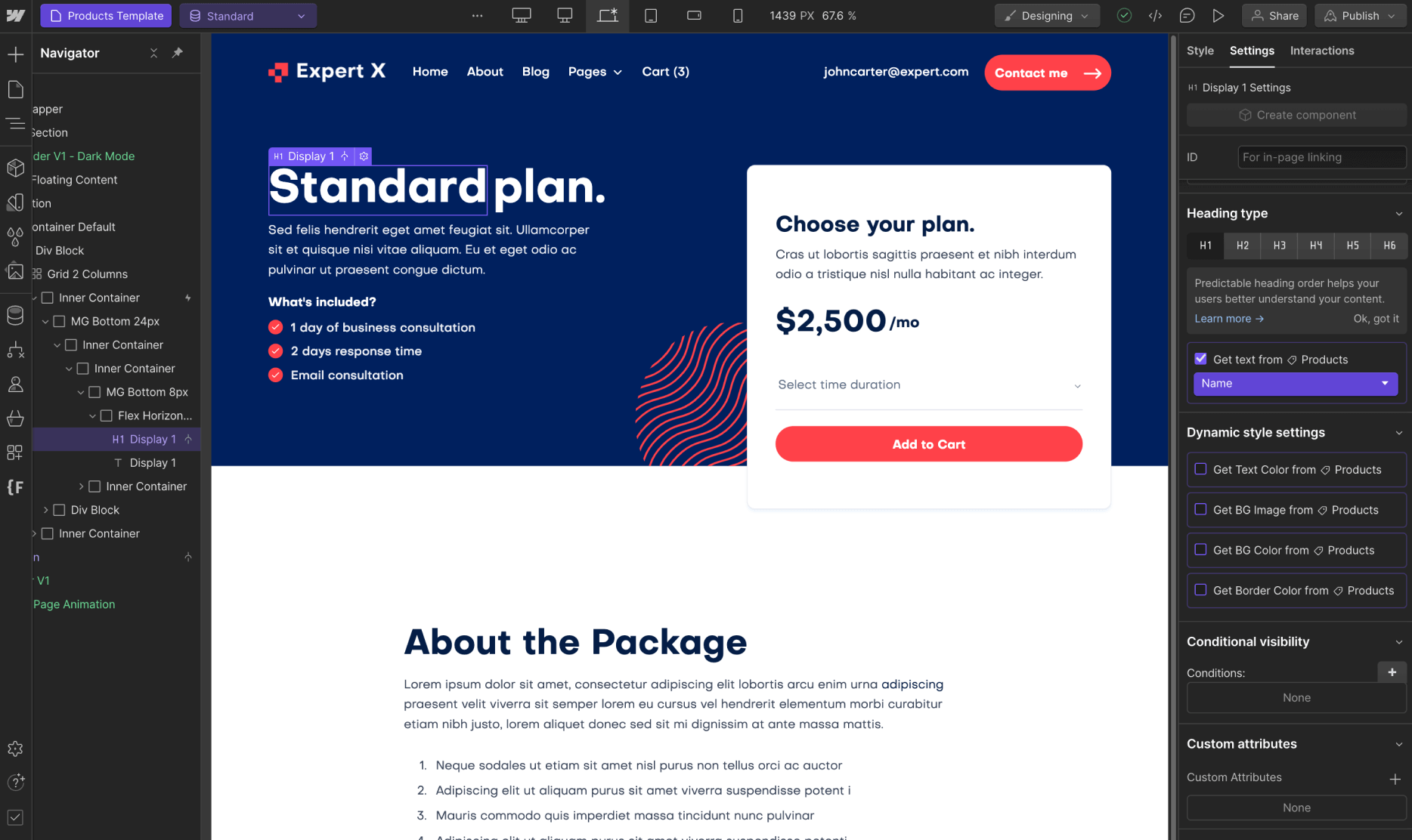 Ecommerce Page - Expert X Webflow Template