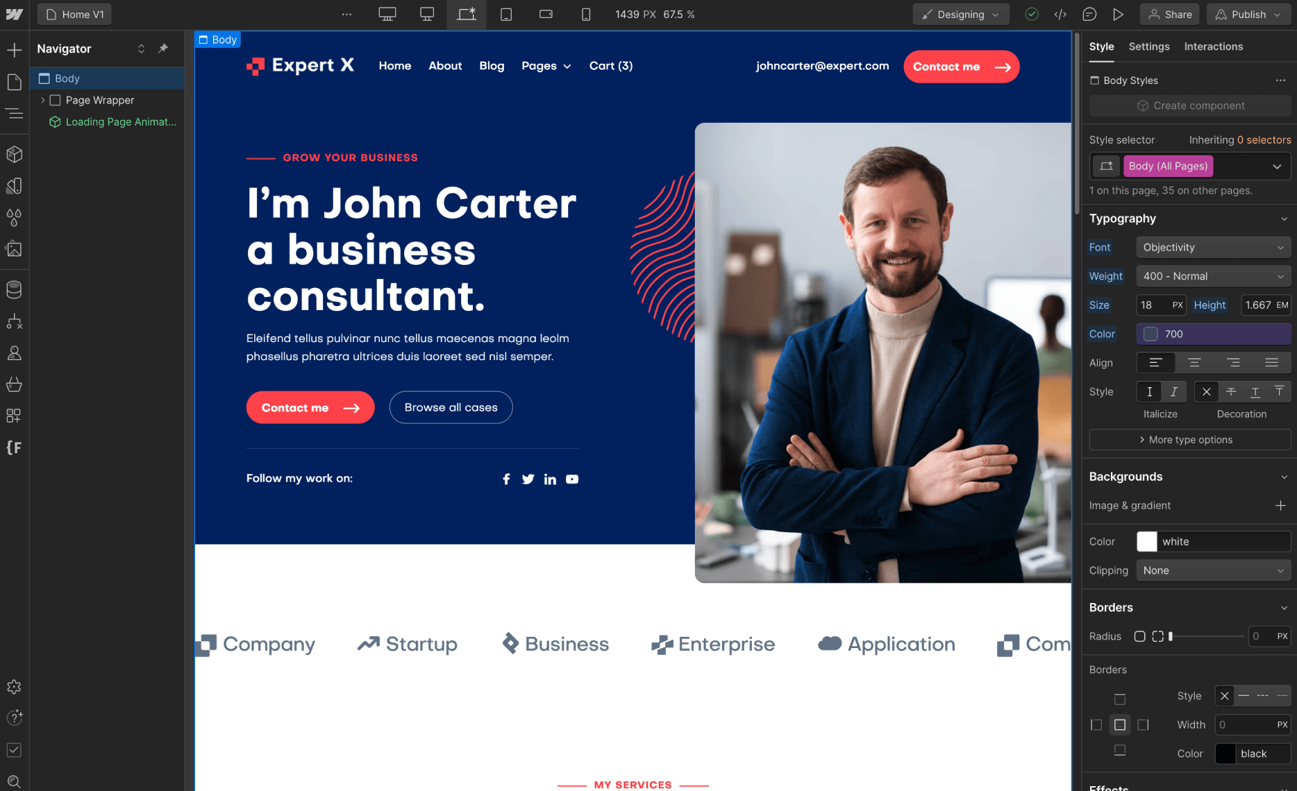 Typography - Expert X Webflow Template