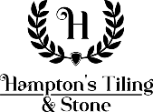 Hamptons Tiling and Stone company logo with stylized H and laurel wreath.