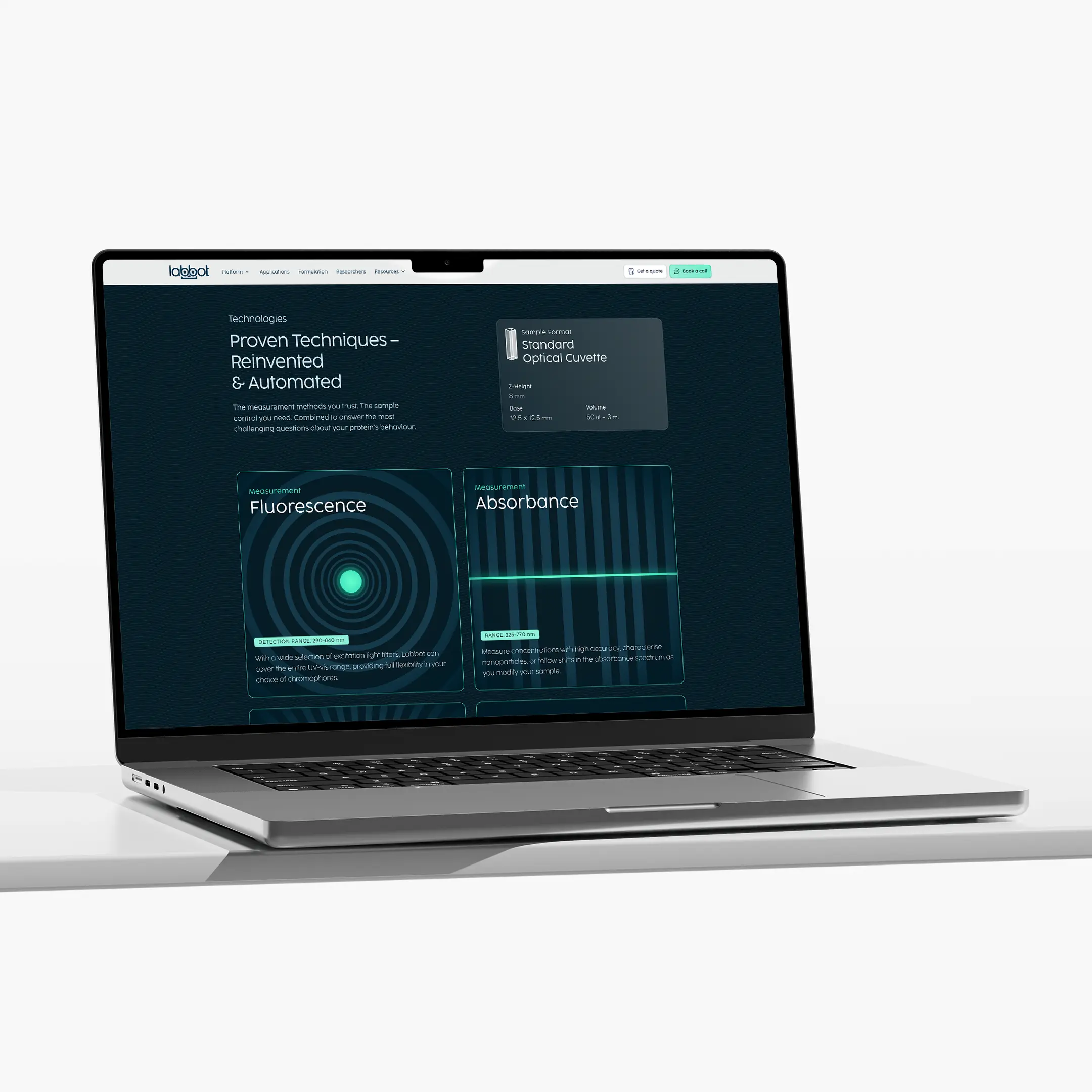 A MacBook displaying a page on Labbot's website.