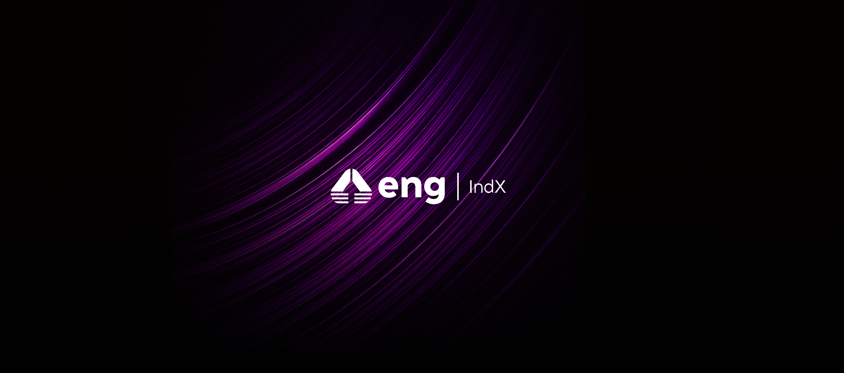 White logo with the text 'eng|IndX' on a dark background with curved purple light streaks.
