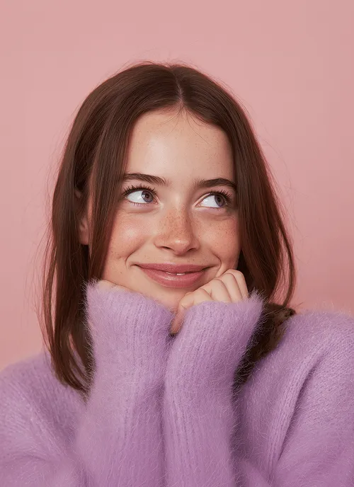 A casually dressed woman smiling, representing approachable talent and a friendly recruitment experience.