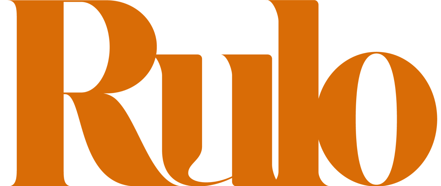 Bold orange text spelling 'Rulo' on a transparent background.