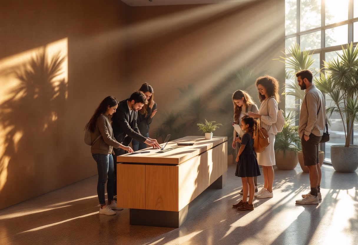 image of travel tech demonstration at a fair