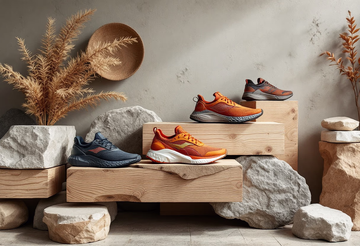 image of running shoes on display at a footwear store