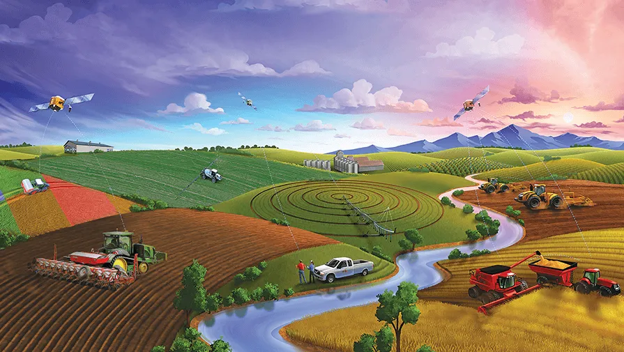 Fleet management dashboard showing trends in agricultural vehicle monitoring and efficiency
