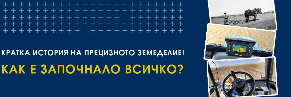 Илюстрация на хронологията, показваща историята и еволюцията на технологиите за прецизно земеделие