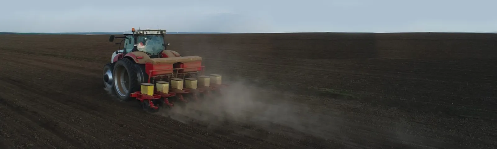 Trimble-equipped tractor performing precision tillage operations in the Shumen region