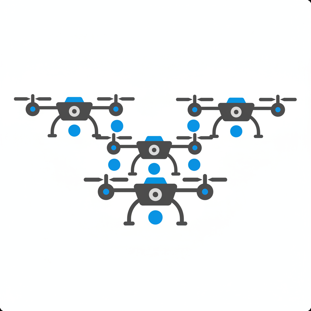 Illustration of a drone equipped with a video camera for aerial filming.