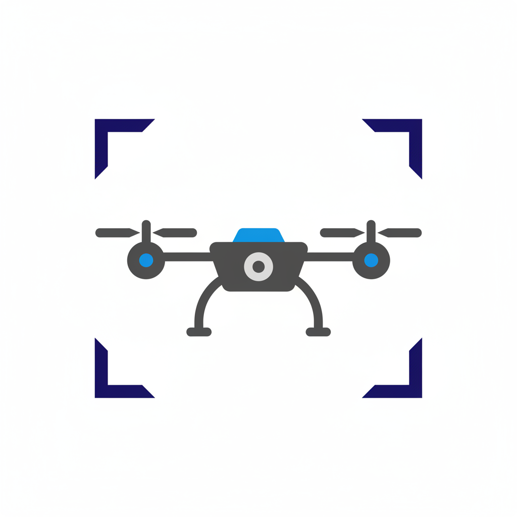 Icon of a drone with four propellers inside a focus frame.