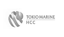 Tokio Marine HCC logo with a stylized globe consisting of curved stripes.