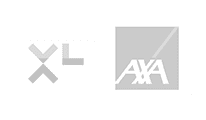 XL insurance and AXA insurance logos side by side in black and white.