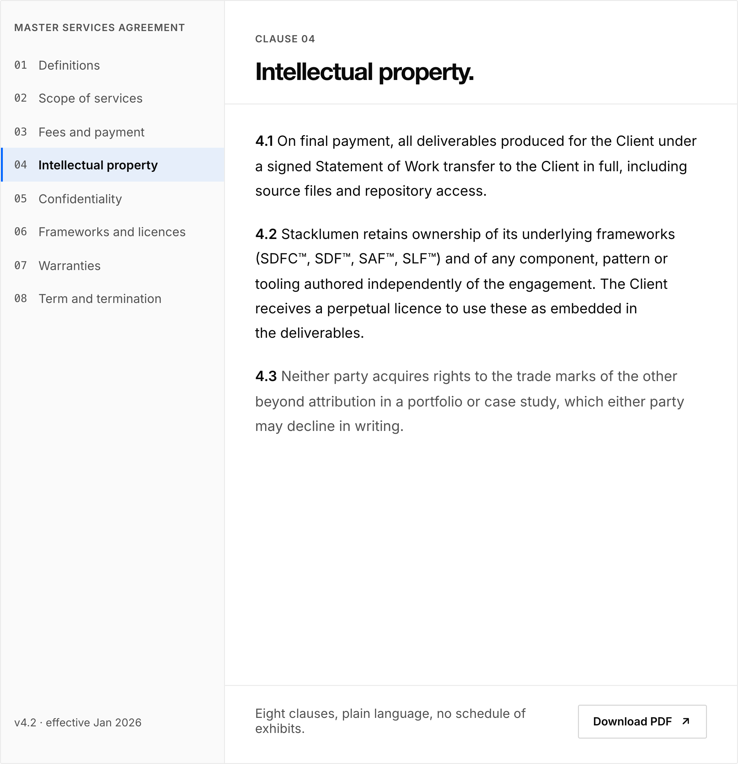 Master services agreement open at the intellectual property clause