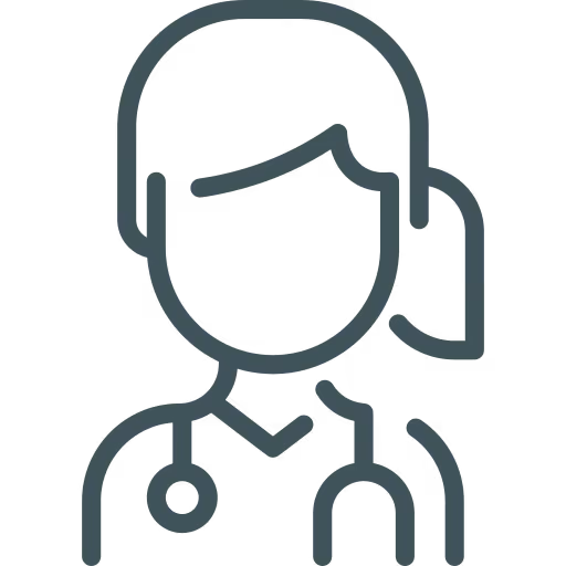 Icône d'une femme médecin avec un stéthoscope autour du cou.