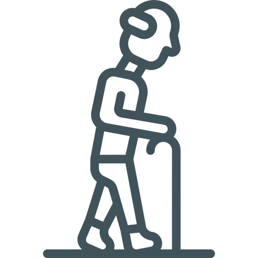 Illustration d'une personne âgée marchant avec une canne.