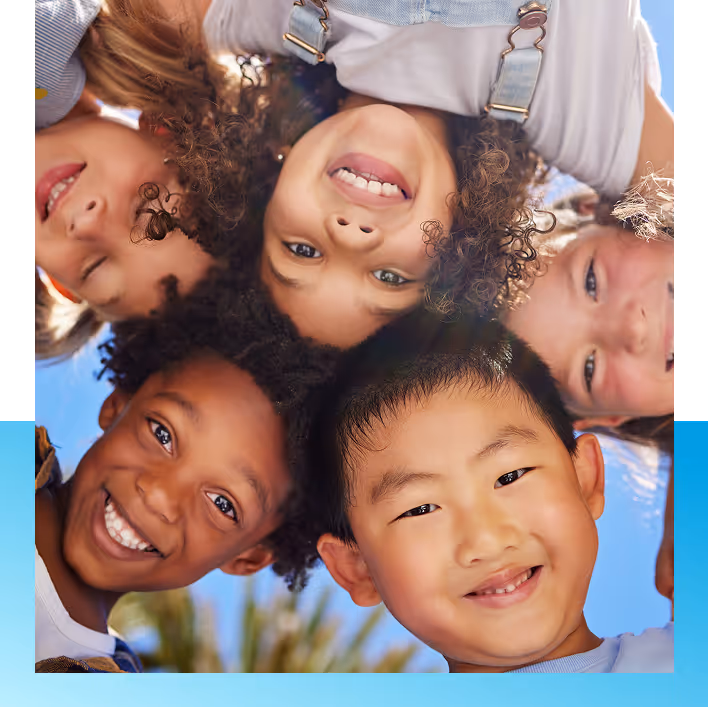 group of smiling children diverse kids portrait