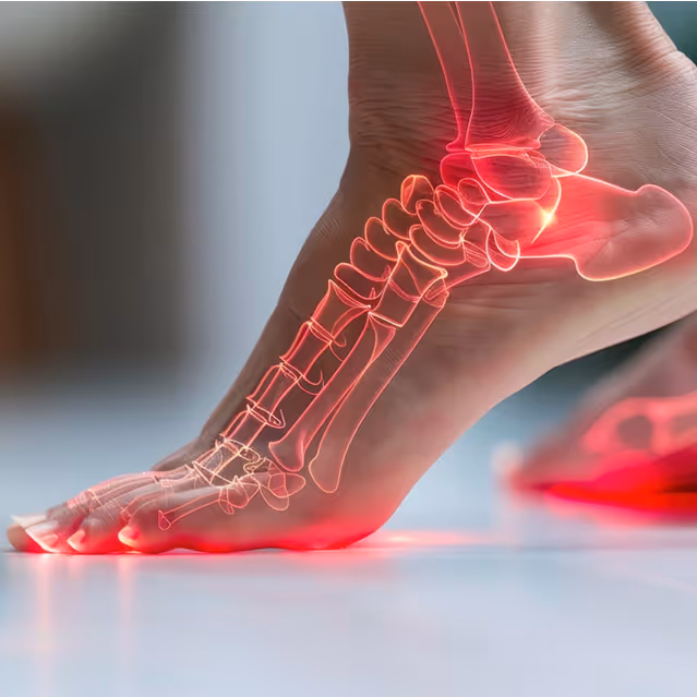 arthritis in feet causing joint pain, stiffness, and inflammation.