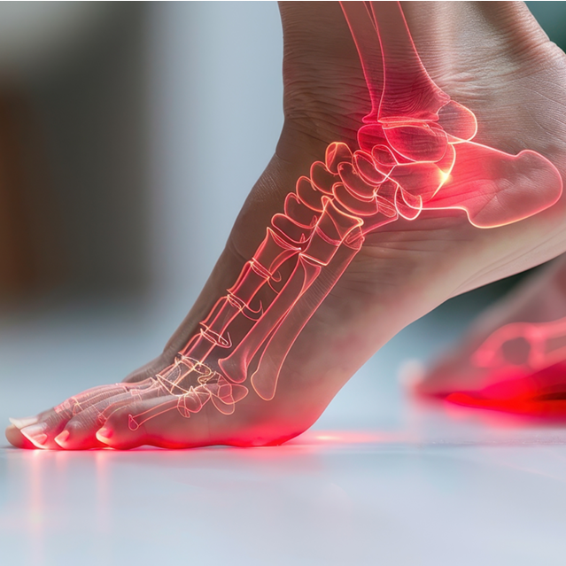 arthritis in feet causing joint pain, stiffness, and inflammation.
