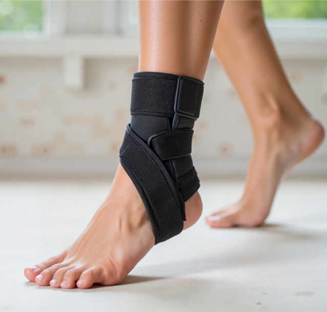 "Ankle Foot Orthosis (AFO) brace used to support ankle stability and improve walking."