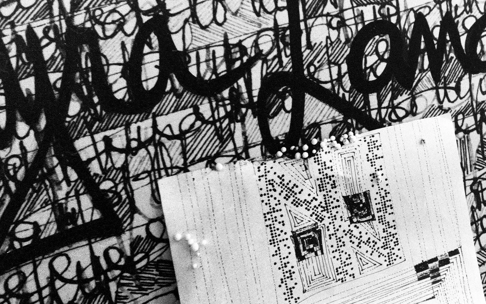 Myra Landau digital archive featuring abstract rhythmic artwork in warm tones