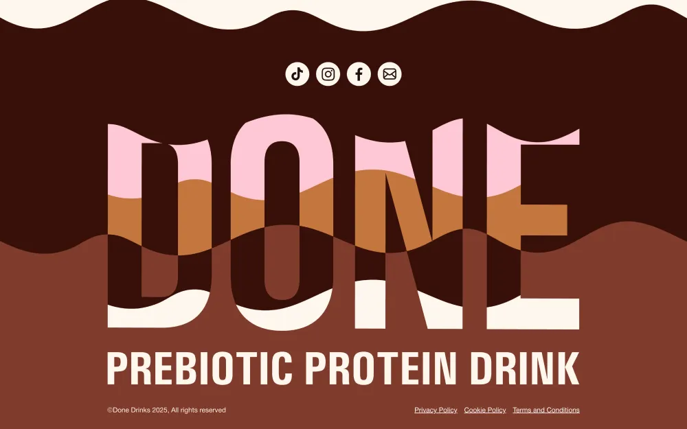 Done Drinks brand website featuring vibrant product photography