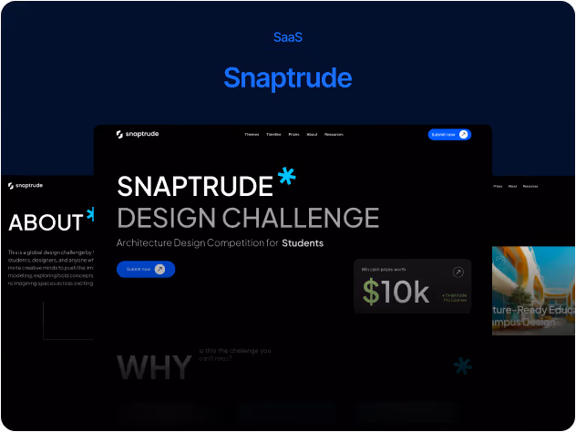 Snaptrude SaaS website showcasing design collaboration platform for architecture and 3D modeling