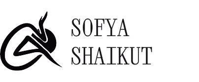 Logo with stylized initials 'SS' integrated with a quill pen, next to the name Sofya Shaikut in uppercase letters.