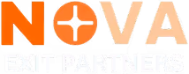 NOVA Exit Partners company logo with stylized orange and beige text.