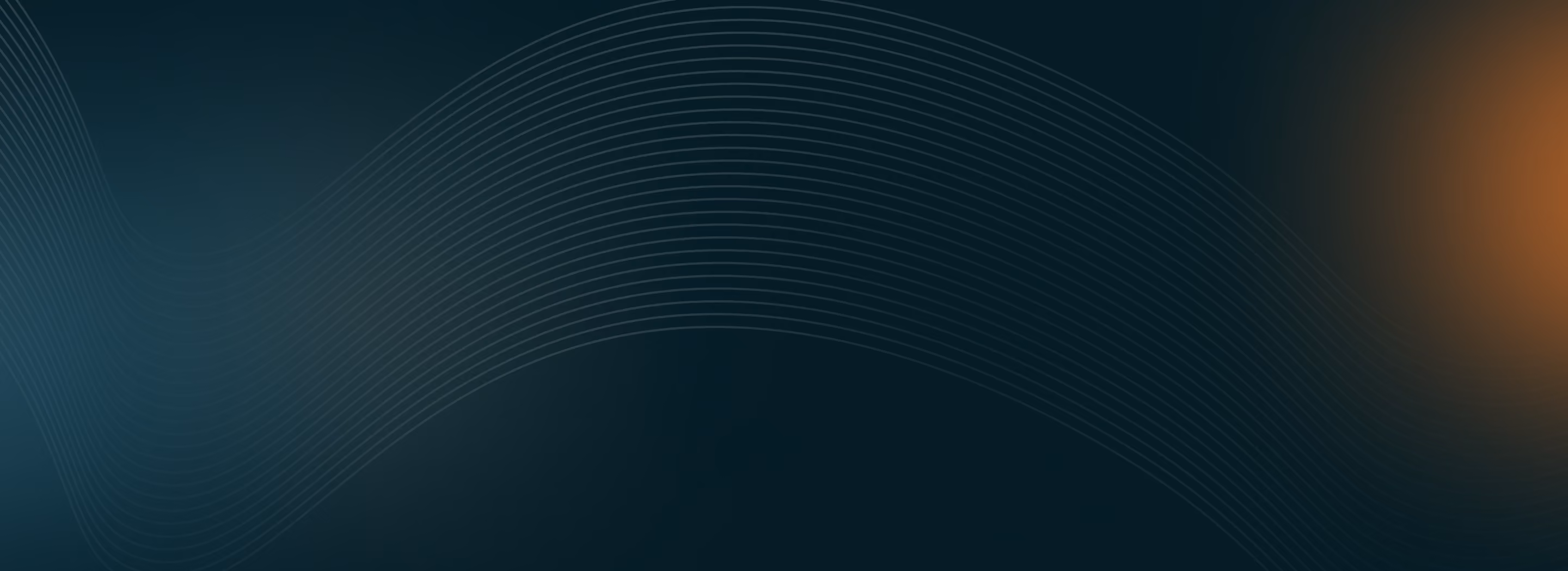 Abstract dark background with subtle curved lines and a soft orange glow on the right side.