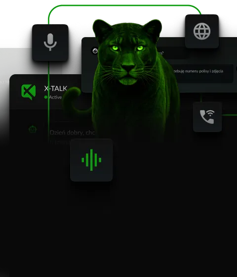 Puma - brand hero X-TALK, na tle symboli rozmowy.