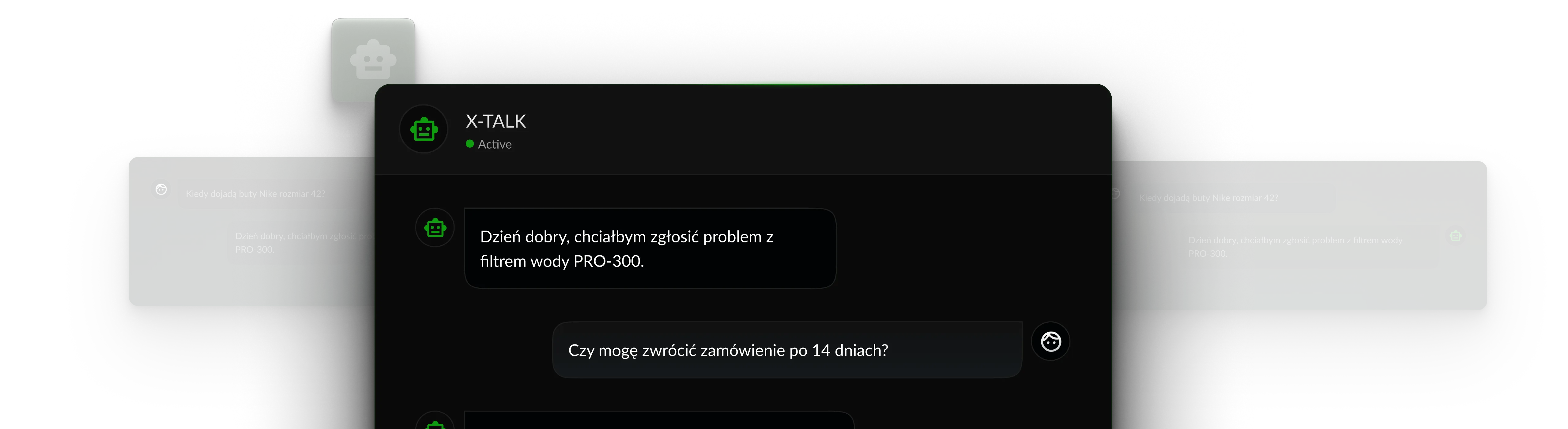 Fragment symulacji rozmowy klienta z agentem AI.